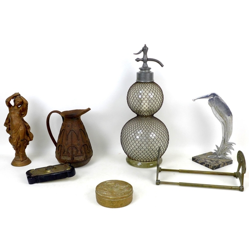 79 - A collection of 19th century and later collectables, including a French double gourd seltzer bottle,... 