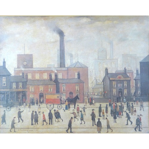 170 - A group of four large prints, two after Lowry, including 'Coming Home from Mill', 55 by 70cm high, f... 