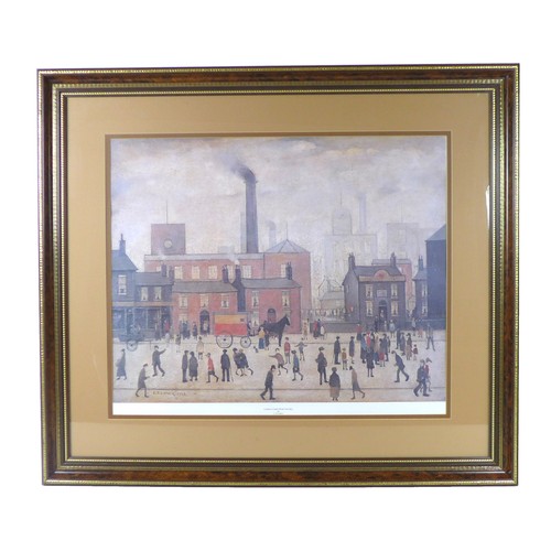 170 - A group of four large prints, two after Lowry, including 'Coming Home from Mill', 55 by 70cm high, f... 