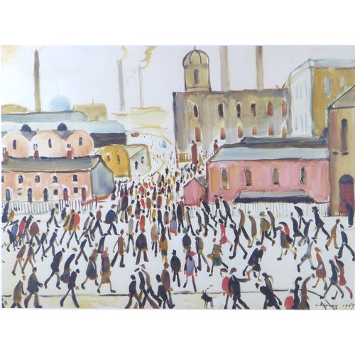 170 - A group of four large prints, two after Lowry, including 'Coming Home from Mill', 55 by 70cm high, f... 