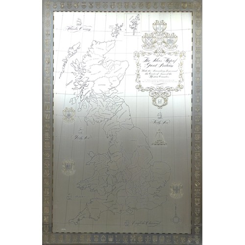 18 - The Silver Map of Great Britain, Danbury Mint, 1978, etched with the boundary lines and coats of arm... 