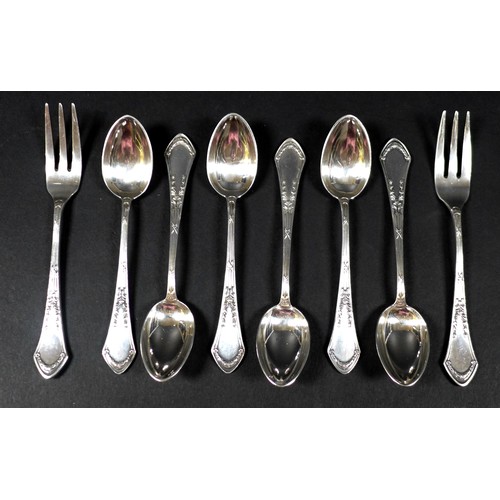 44 - Eleven pieces of early 20th century Kiev silver, with ornate baronial mark to finials,  comprising a... 