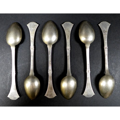 42 - A collection of Russian white metal flatware, stamped 'Женева' (Geneva) and '84' suggesting 875 grad... 