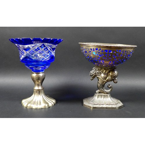 33 - Two Continental silver bon bon dishes, an early 20th century 800 grade silver Austro-Hungarian blue ... 