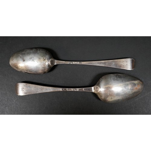 31 - A group of Georgian and later tablespoons, comprising five fiddle pattern with engraved terminals, 2... 