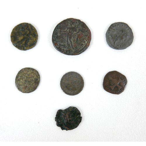 52 - A group of ancient hammered coins, including bronze and silver examples, a Henry VII Canterbury half... 