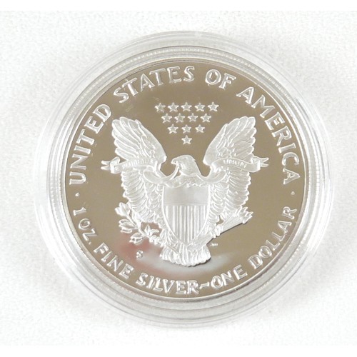 50 - An American Eagle one dollar fine silver proof coin, 1989, One Ounce Fine Silver, San Francisco Mint... 