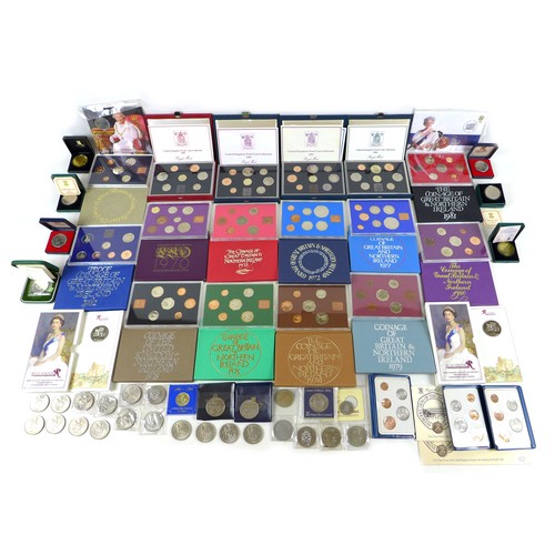 54 - A collection of ERII proof and other coins, including four Royal Mint United Kingdom Proof Coin coll... 