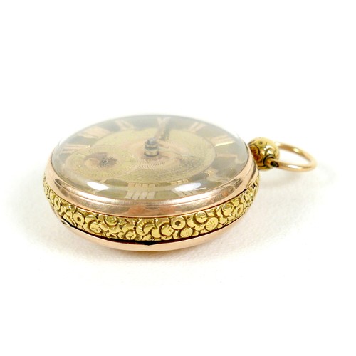 91 - A George IV 18ct gold verge fusee pocket watch, open faced, key wind, foliate and engine turned deco... 