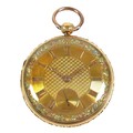 A George IV 18ct gold verge fusee pocket watch, open faced, key wind, foliate and engine turned deco... 