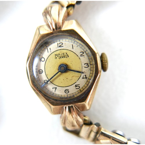 92 - A group of four wristwatches, including a Randall gold plated gentleman's wristwatch, 34mm case on b... 