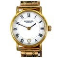 A Raymond Weil gold plated lady's wristwatch, model 9923, the circular white dial with black Roman n... 