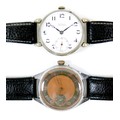 Two oversized aviator / pilot's wristwatches, comprising an Art Deco Wengia Langendorf stainless ste... 