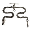 A Victorian silver fob chain, of graduating form with T bar and clasps to both ends, chain 37cm long... 
