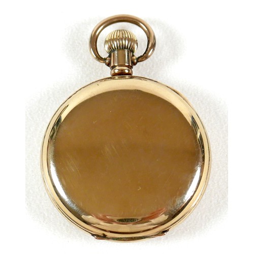 80 - A Vertex Revue gold plated open faced pocket watch, circa 1980, keyless wind, white dial with black ... 