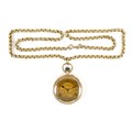 An 18ct gold cased pocket watch, foliate engraved, Roman numerals, the face set with white stones to... 