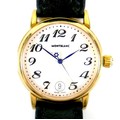 A Montblanc gentleman's gold plated wristwatch, model Meisterstuck 7042, circular silvered dial with... 