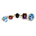 A group of five Gems TV and Gemporia 9ct gold dress rings, comprising Swiss blue topaz and white zir... 