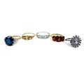A group of five Gems TV and Gemporia 9ct gold rings, comprising marambaia London blue topaz and whit... 