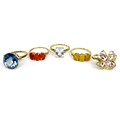 A group of five Gemporia 9ct gold rings, comprising Ethiopian tangerine opal and diamond, Galileia m... 