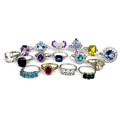A group of Gems TV and Gemporia silver rings, including dress rings, with various coloured and white... 