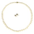 A cultured pearl necklace with an 18ct gold spherical clasp set with six small diamonds, 47.5cm long... 