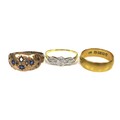 A 22ct gold band, size M/N, 3.8g, together with an 18ct gold and platinum diamond ring, size N, 2.1g... 