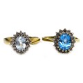 Two 9ct gold rings, comprising a 9ct gold and blue stone ring, possibly sapphire, the stone of mid b... 