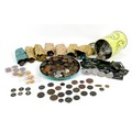 A collection of GB and World copper, brass and mixed metal coins, including five Victoria One Penny ... 