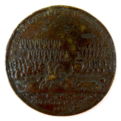 53A - A Prince of Hanover, Prince William Duke of Cumberland copper medallion, Battle of Culloden, dated 1... 