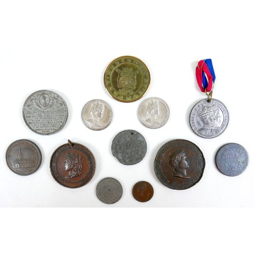 54A - A group of commemorative medallions and tokens, 18th to 20th century, including George V and Edward ... 