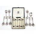 A collection of Edwardian silver tea and coffee spoons, comprising nine Old English pattern tea spoo... 