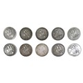 A group of ten 19th century silver crown coins, comprising three George III, 1819, one George IIII, ... 