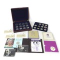 A group of collectable modern coins, comprising five Elizabeth II Royal Mint UK £20 fine silver coin... 