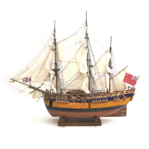 147 - A modern scale model of the 'Endeavor', hand built and painted, via subscription circa 2010-15, on a... 