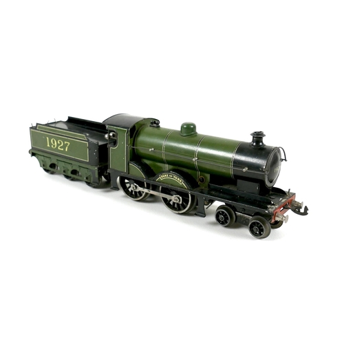 150 - A collection of O gauge tinplate railway, early 20th century, including a clockwork Bassett-Lowke 4-... 