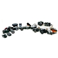 A group of Canon cameras and accessories, including two Canon AE-1 cameras, a Canon QL, two Canon FT... 