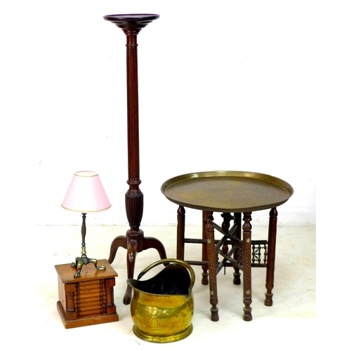 232 - A group of mixed furniture, comprising a mahogany jardiniere stand, the dished top, 27cm, on a flute... 