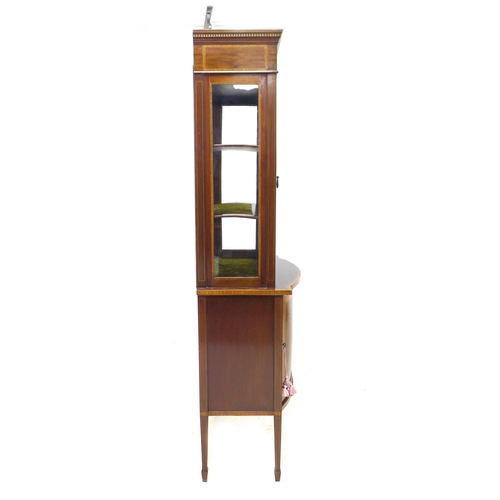 235 - An Edwardian mahogany display cabinet, with inlaid decoration, 46 by 71 by 196cm high.