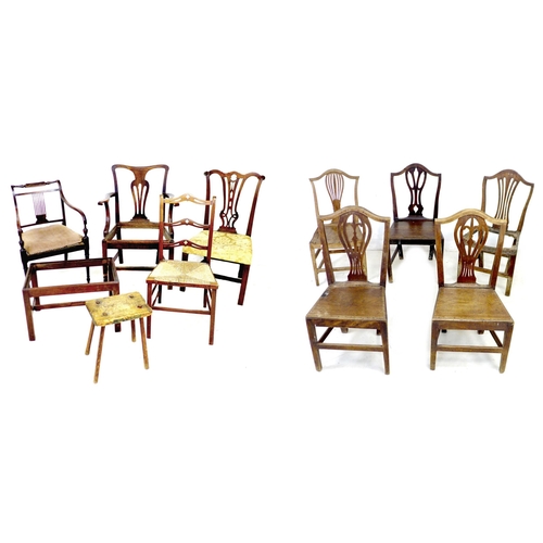 236 - A group of nine harlequin chairs, Georgian and later, including five with solid seats, together with... 