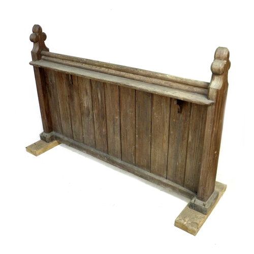 240 - A 19th century pine pew back, 154 by 51 by 104cm high.