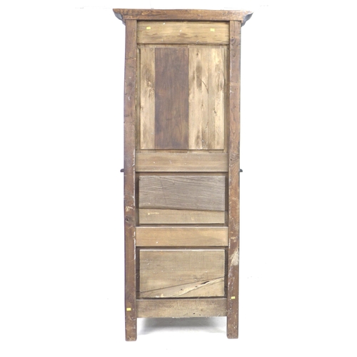 245 - An early 19th century French oak wash stand, its top section with later fitted brass coat hooks, its... 