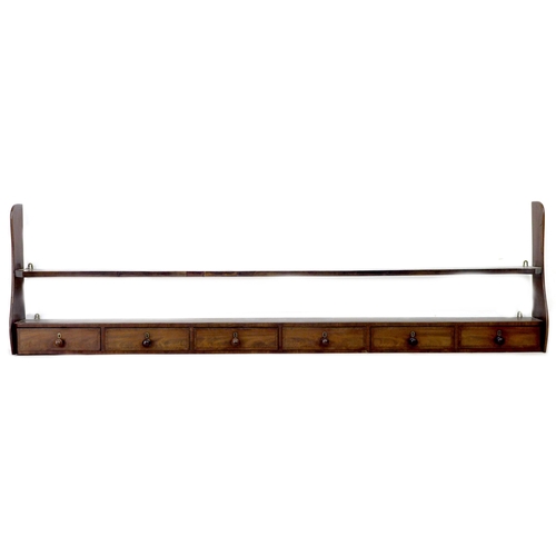 247 - A 19th century mahogany plate rack, with six spice drawers below, 176 by 17 by 56cm high.