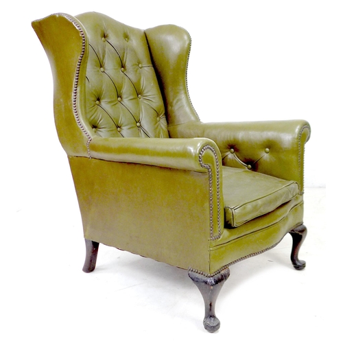 248 - Two wingback armchairs, comprising a Georgian style wingback armchair, in blue floral fabric, a/f up... 