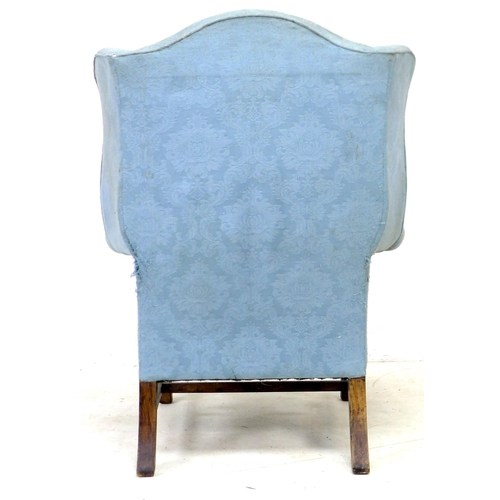 248 - Two wingback armchairs, comprising a Georgian style wingback armchair, in blue floral fabric, a/f up... 