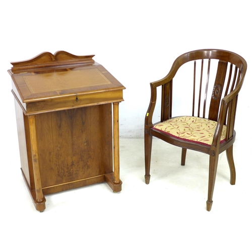 256 - A walnut Davenport desk, circa 1940, made by John W. Tatton, Long Sutton, 62.5 by 52.5 by 91cm high,... 