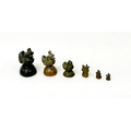 An associated set of six 19th century and later bronze eastern opium weights, modelled as birds, lar... 
