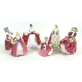 A group of six Royal Doulton lady figures, comprising 'Janet', HN1537, 16.5cm high, 'Top o' the Hill... 