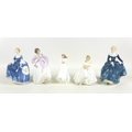 A group of five Royal Doulton lady figures, comprising 'Fragrance', HN2334, 20cm high, 'Thank You', ... 