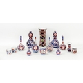 Fourteen pieces of early 20th century Imari Chinese porcelain, including two double gourd vases, 8.5... 